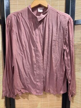 Vintage part silk Mauve Button-Front Blouse